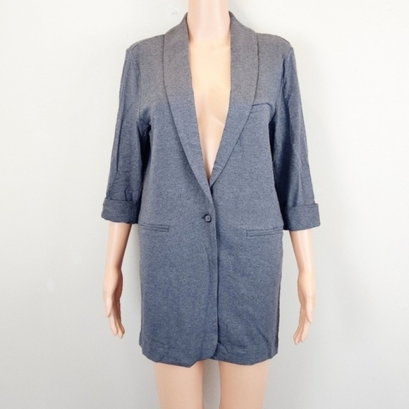 Joie Grey 3/4 Sleeve One Button Blazer Jacket - Picture 3 of 11